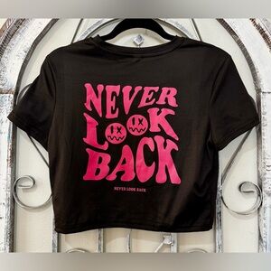 Bold Statement Black Crop Top Pink Graphic Tee #1081